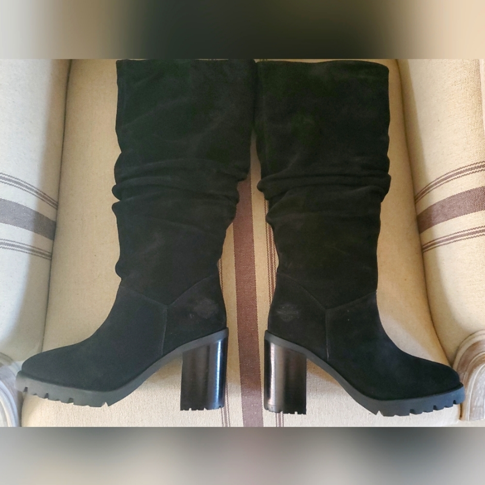 Women's Harley Davidson Boots, SUEDE, Black, 7.5